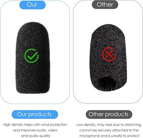 10 Pcs Small Microphone Foam Covers Microphone Windscreens Covers High Density Foam Cover for Headset Protection Mike Protection (1.4x0.7x0.2 Inch) in Kuwait