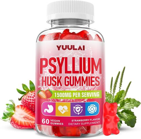 علكات قشر السيليوم، مكمل ألياف قشر السيليوم، نباتي، خالي من السكر، 60 قطعة in Kuwait