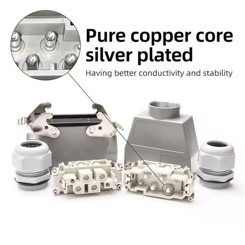 Heavy Duty Connector 4Pin 6Pin 12Pin 14Pin Multicore Wire Connector IP65 Waterproof and Socket Top Side Out(Top Out Type,4P) in Kuwait