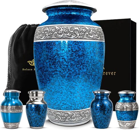 Elegant Urns for Human Ashes Adult Man - Urn for Ashes for Women - Funeral Earns for Ash Adult Female & Male - Decorative Cremation Urn for Human Ash Men & Women - Keepsake Urns (Blue, Set of 5) in Kuwait