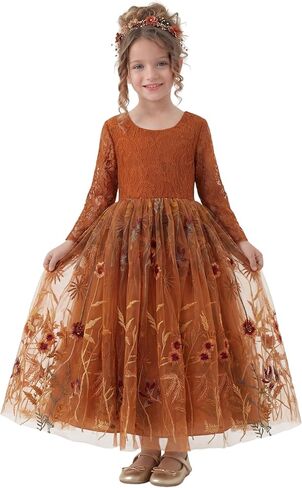 زهرة الفتاة لباس الأزهار مطرزة تول/الدانتيل لحفل الزفاف حديقة حفلات الفتاة الخيالية in Kuwait