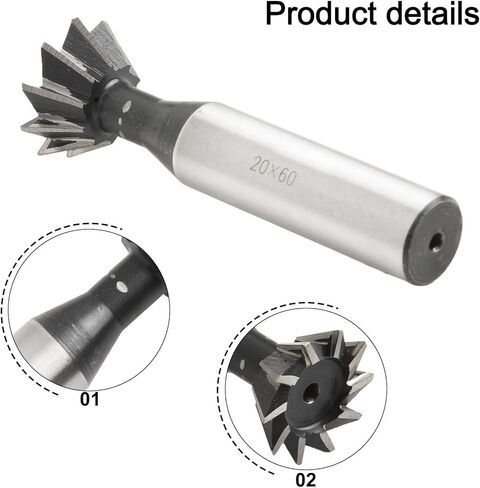 Dovetail Milling Cutter 60 Degree 6 Flutes HSS 20mm Blade for Stainless Steel Carbon Steel Cast Iron Alloy Steel Die Steel Non Ferrous Metal with High Hardness Wear Resistance and Long Service Life in Kuwait