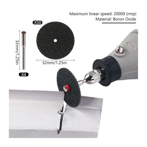 54PCS Abrasive Cutting Disc 32mm Mandrels Grinding Polishing Wheels for Accesories Metal Cutting Rotary Tool Saw Blade in Kuwait