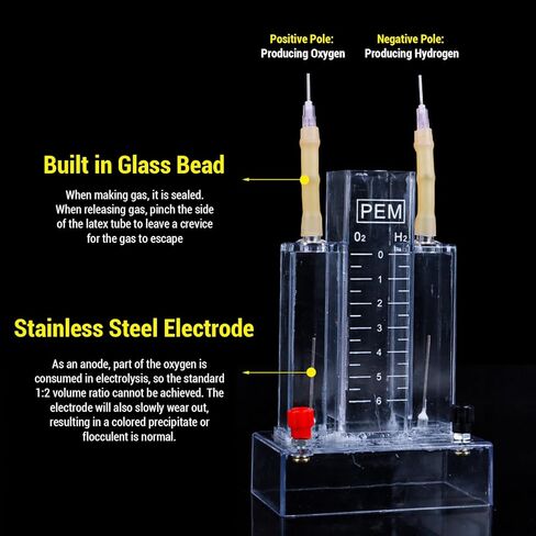 PEM Water Electrolysis Demonstrator,Chemical Hydrogen Oxygen Generation Experiment Kit for Laboratory School Teaching Aid in Saudi Arabia