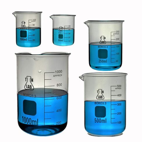 TN LAB Beaker Set Glass 5-Piece Set 50-100-250-500-1000ml (1) in Saudi Arabia