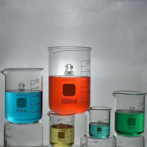 TN LAB Beaker Set Glass 5-Piece Set 50-100-250-500-1000ml (1) in Saudi Arabia
