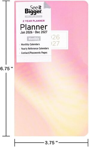 شاهدها أكبر لمدة عامين من مخطط الجيب الشهري في يناير 2025 - ديسمبر 2026 6.75 "× 3.75" وقلم الفلورسنت التوأم Suheyla (قد يختلف لون الغلاف) in Kuwait