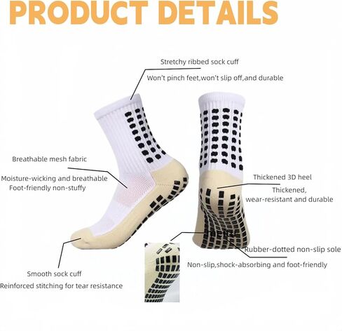 3 Set Anti Slip Grip Soccer Socks with 3 Shin Guard Sleeves with 1 Athletic Tap, Non Slip Football Basketball Athletic Sock Set for Teens Men Women Adult in Saudi Arabia