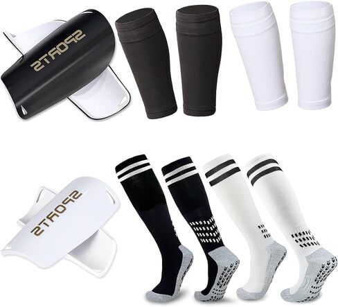 Soccer Shin Guards & Sleeves for Kids with Grip Socks, Protection Pads for Boys & Girls Football Games Gears in Kuwait