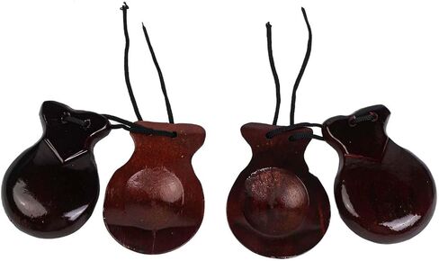 2 Pairs Spanish Castanets Wood Hand Percussion for Adults Beginners Dance Practice for Performance Wooden(Wooden) in Saudi Arabia