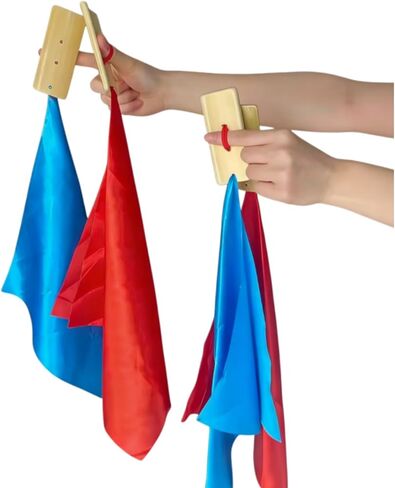 Wooden Castanets Set of 4 with Colorful Silk Ribbons, 23-Inch Handheld Clapper Percussion Instrument for Adults, Traditional Folk Music Tool for Dance Performance and Rhythm Training in Saudi Arabia