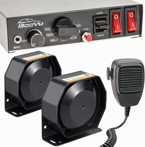 BOOYU 9 TONED 12V 400W تحذير من شرطة الطوارئ نظام صفارات الإنذار السلطة الفلسطينية لسيارات الإطفاء سيارات شاحنة سيارة سيارات [180 ° بصوت عال] [ميكروفون محمول باليد] [125-135DB] [2 × 10A مفاتيح] in Kuwait