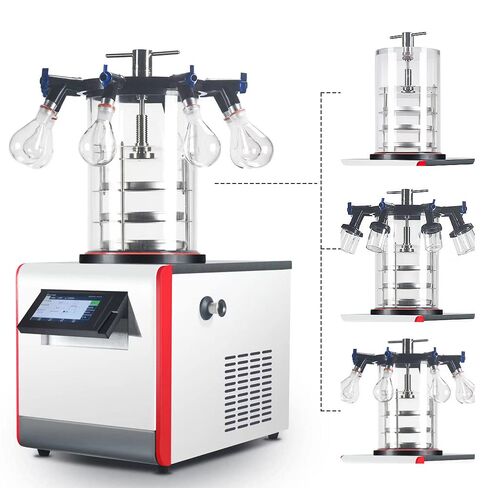 HNZXIB 0.092㎡ Vacuum Freeze Dryer -60℃ Top-Down stoppering&Muti-manifolds Type Freeze Dryer with 2XZ-2 Rotary Vane Vacuum Pump,110V in Saudi Arabia