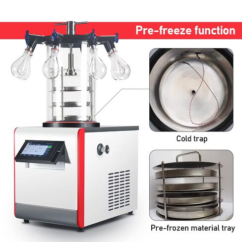 HNZXIB 0.092㎡ Vacuum Freeze Dryer -60℃ Top-Down stoppering&Muti-manifolds Type Freeze Dryer with 2XZ-2 Rotary Vane Vacuum Pump,110V in Saudi Arabia