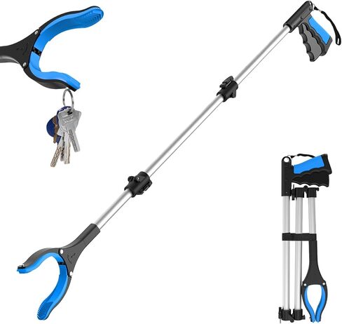 43" Extra Long Grabber Tool, Foldable Grabbers for Elderly Grab It Reaching Tool with Rotating Jaw +Magnets, 4" Wide Claw Opening Reacher Grabber Pickup Tool, Grabber Reacher Tool Heavy Duty in Kuwait
