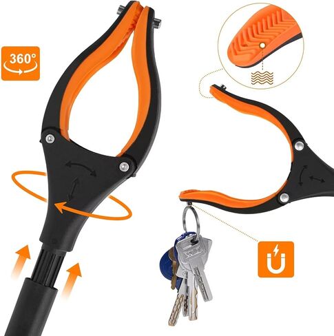 43" Extra Long Grabber Tool, Foldable Grabbers for Elderly Grab It Reaching Tool with Rotating Jaw +Magnets, 4" Wide Claw Opening Reacher Grabber Pickup Tool, Grabber Reacher Tool Heavy Duty in Saudi Arabia