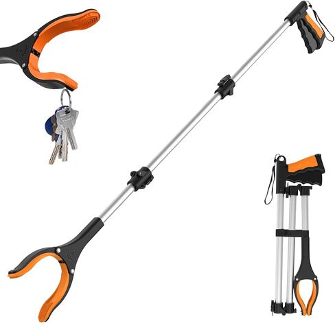 43" Extra Long Grabber Tool, Foldable Grabbers for Elderly Grab It Reaching Tool with Rotating Jaw +Magnets, 4" Wide Claw Opening Reacher Grabber Pickup Tool, Grabber Reacher Tool Heavy Duty in Saudi Arabia