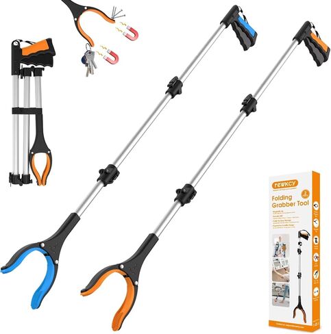 43" Extra Long Grabber Tool, Foldable Grabbers for Elderly Grab It Reaching Tool with Rotating Jaw +Magnets, 4" Wide Claw Opening Reacher Grabber Pickup Tool, Grabber Reacher Tool Heavy Duty in Saudi Arabia