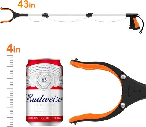 43" Extra Long Grabber Tool, Foldable Grabbers for Elderly Grab It Reaching Tool with Rotating Jaw +Magnets, 4" Wide Claw Opening Reacher Grabber Pickup Tool, Grabber Reacher Tool Heavy Duty in Saudi Arabia