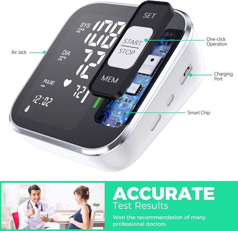 جهاز قياس ضغط الدم الرقمي للذراع العلوي للاستخدام المنزلي مع شاشة بإضاءة خلفية مقاس 8.7 بوصة - 15.7 بوصة مع حقيبة تخزين in Kuwait