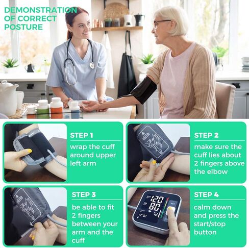 جهاز قياس ضغط الدم الرقمي للذراع العلوي للاستخدام المنزلي مع شاشة بإضاءة خلفية مقاس 8.7 بوصة - 15.7 بوصة مع حقيبة تخزين in Kuwait
