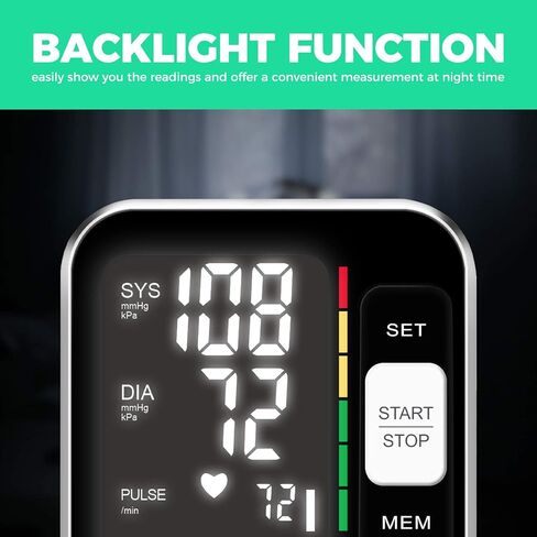 جهاز قياس ضغط الدم الرقمي للذراع العلوي للاستخدام المنزلي مع شاشة بإضاءة خلفية مقاس 8.7 بوصة - 15.7 بوصة مع حقيبة تخزين in Kuwait