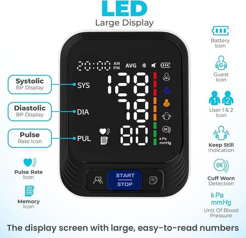Blood Pressure Monitor - Automatic Blood Pressure Machine for Home Use - Large Color Screen and Large Adjustable Cuff for Reliable Readings in Saudi Arabia