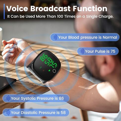 Digital Wrist Blood Pressure Monitor, Automatic BP Machine Large Tri Backlit Screen Rechargeable Pluse Rate Monitoring Meter Wrist Blood Pressure Monitor for Home Use,99X2 Reading Memory in Kuwait