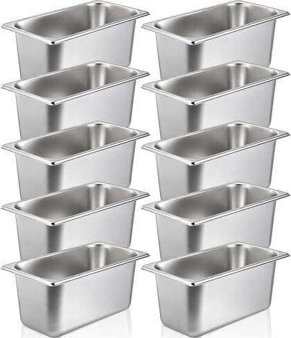 10 عبوات من مقالي الفنادق، مقالي طاولة بخار عميقة مقاس 1/3 مقاس 6 بوصة، مقلاة بخار من الفولاذ المقاوم للصدأ مضادة للمربى، مقلاة بخار معدنية قابلة للتكديس من أجل تقديم الطعام في الفنادق وحفلات البوفيه (12.8 × 6.9 بوصة) in Kuwait