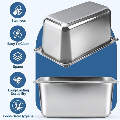 10 عبوات من مقالي الفنادق، مقالي طاولة بخار عميقة مقاس 1/3 مقاس 6 بوصة، مقلاة بخار من الفولاذ المقاوم للصدأ مضادة للمربى، مقلاة بخار معدنية قابلة للتكديس من أجل تقديم الطعام في الفنادق وحفلات البوفيه (12.8 × 6.9 بوصة) in Kuwait