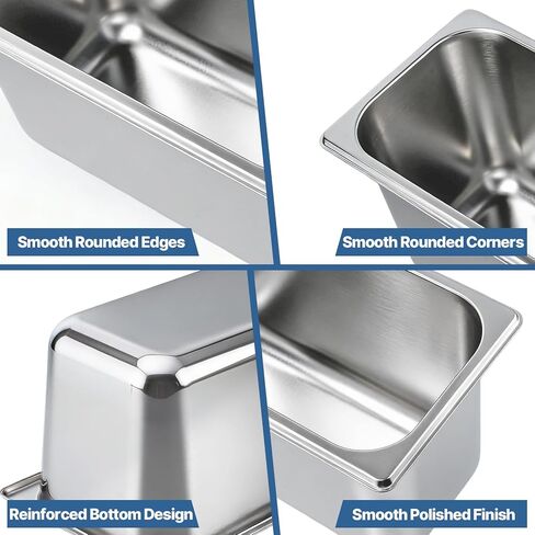 10 عبوات من مقالي الفنادق، مقالي طاولة بخار عميقة مقاس 1/3 مقاس 6 بوصة، مقلاة بخار من الفولاذ المقاوم للصدأ مضادة للمربى، مقلاة بخار معدنية قابلة للتكديس من أجل تقديم الطعام في الفنادق وحفلات البوفيه (12.8 × 6.9 بوصة) in Kuwait