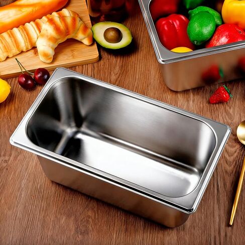 10 عبوات من مقالي الفنادق، مقالي طاولة بخار عميقة مقاس 1/3 مقاس 6 بوصة، مقلاة بخار من الفولاذ المقاوم للصدأ مضادة للمربى، مقلاة بخار معدنية قابلة للتكديس من أجل تقديم الطعام في الفنادق وحفلات البوفيه (12.8 × 6.9 بوصة) in Kuwait
