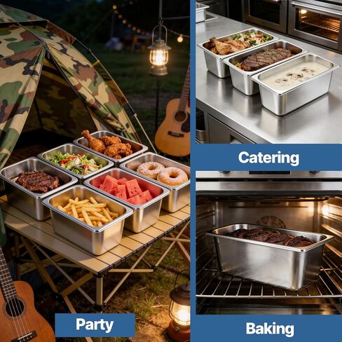 10 عبوات من مقالي الفنادق، مقالي طاولة بخار عميقة مقاس 1/3 مقاس 6 بوصة، مقلاة بخار من الفولاذ المقاوم للصدأ مضادة للمربى، مقلاة بخار معدنية قابلة للتكديس من أجل تقديم الطعام في الفنادق وحفلات البوفيه (12.8 × 6.9 بوصة) in Kuwait