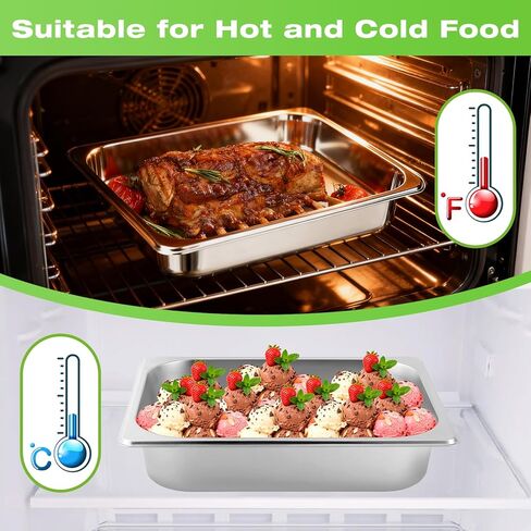 2 Pack Hotel Pans Half Size, 2.5 Inch Deep Food Pan, Stainless Steel Steam Table Pans, Commercial Half Pans for Hotel, 1/2 Size Steam Pan for Chafing Dishes Buffet Restaurant Catering Supplies in Kuwait