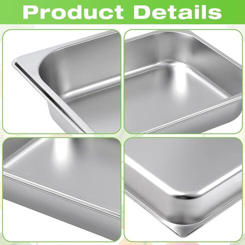 2 Pack Hotel Pans Half Size, 2.5 Inch Deep Food Pan, Stainless Steel Steam Table Pans, Commercial Half Pans for Hotel, 1/2 Size Steam Pan for Chafing Dishes Buffet Restaurant Catering Supplies in Kuwait