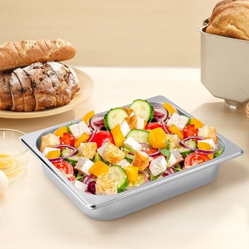 2 Pack Hotel Pans Half Size, 2.5 Inch Deep Food Pan, Stainless Steel Steam Table Pans, Commercial Half Pans for Hotel, 1/2 Size Steam Pan for Chafing Dishes Buffet Restaurant Catering Supplies in Kuwait