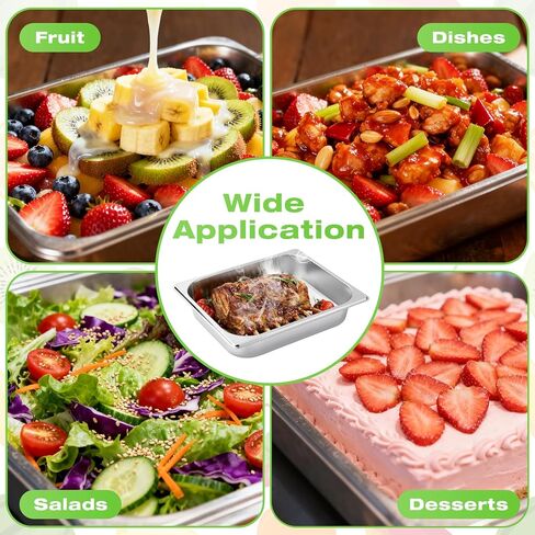 2 Pack Hotel Pans Half Size, 2.5 Inch Deep Food Pan, Stainless Steel Steam Table Pans, Commercial Half Pans for Hotel, 1/2 Size Steam Pan for Chafing Dishes Buffet Restaurant Catering Supplies in Kuwait