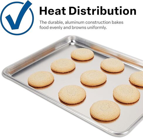 FSE Commercial Sheet Pan, Full Size, 16-Gauge, Aluminum Bun Pan, 18" L x 26" W x 1" H, (Measure Oven Recommended), Silver, Pack of 12 in Saudi Arabia
