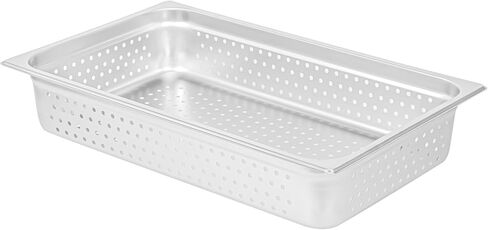 Restaurantware Steam Table Pan 6 Pack of Full Size Stainless Steel Perforated Hotel Pan Anti-Jam 4 Inch Deep Silver Commercial Kitchen Pan 24 Gauge in Saudi Arabia