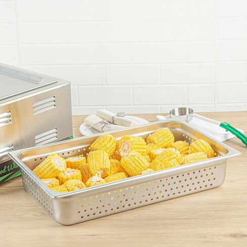 Restaurantware Steam Table Pan 6 Pack of Full Size Stainless Steel Perforated Hotel Pan Anti-Jam 4 Inch Deep Silver Commercial Kitchen Pan 24 Gauge in Saudi Arabia