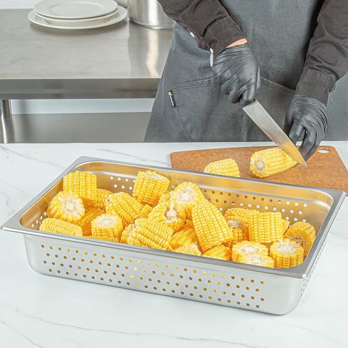 Restaurantware Steam Table Pan 6 Pack of Full Size Stainless Steel Perforated Hotel Pan Anti-Jam 4 Inch Deep Silver Commercial Kitchen Pan 24 Gauge in Saudi Arabia