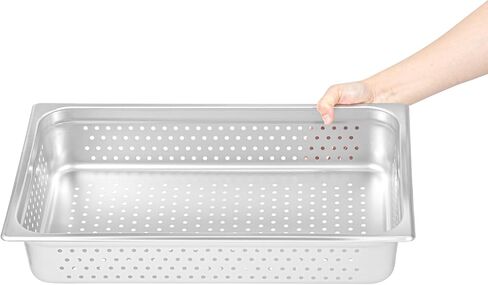 Restaurantware Steam Table Pan 6 Pack of Full Size Stainless Steel Perforated Hotel Pan Anti-Jam 4 Inch Deep Silver Commercial Kitchen Pan 24 Gauge in Saudi Arabia