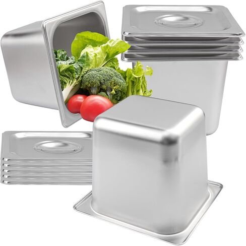 6 PCS 1/6 Size 6 Inch Deep Steam Table Pan, Sixth Size Stainless Steel Hotel Pans, Steam Pans for Weddings, Parties, Restaurants, Cafeterias and Hotels in Saudi Arabia