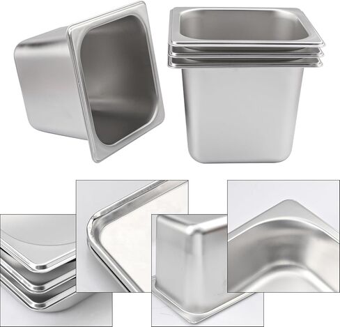 6 PCS 1/6 Size 6 Inch Deep Steam Table Pan, Sixth Size Stainless Steel Hotel Pans, Steam Pans for Weddings, Parties, Restaurants, Cafeterias and Hotels in Saudi Arabia