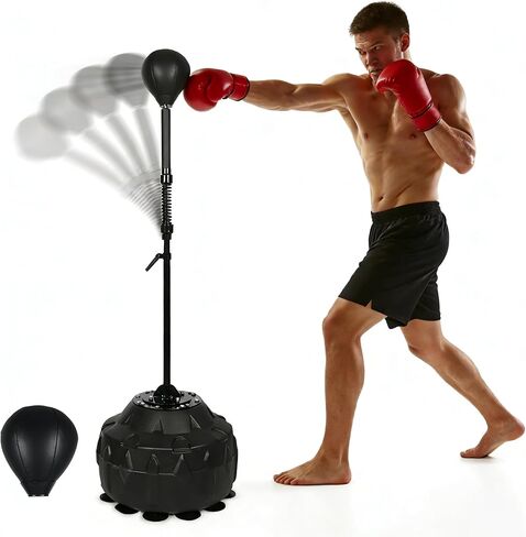 قضيب ملاكمة منعكس للغزل مع كيس ملاكمة، قضيب دوار قابل للتعديل بارتفاع، معدات ملاكمة لتدريب سرعة الملاكمة قائمة بذاتها لصالة الألعاب الرياضية المنزلية (كرتان) in Kuwait