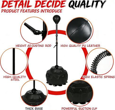 قضيب ملاكمة منعكس للغزل مع كيس ملاكمة، قضيب دوار قابل للتعديل بارتفاع، معدات ملاكمة لتدريب سرعة الملاكمة قائمة بذاتها لصالة الألعاب الرياضية المنزلية (كرتان) in Kuwait