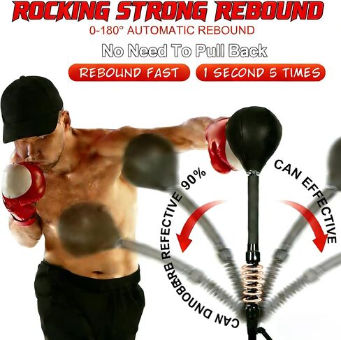 قضيب ملاكمة منعكس للغزل مع كيس ملاكمة، قضيب دوار قابل للتعديل بارتفاع، معدات ملاكمة لتدريب سرعة الملاكمة قائمة بذاتها لصالة الألعاب الرياضية المنزلية (كرتان) in Kuwait