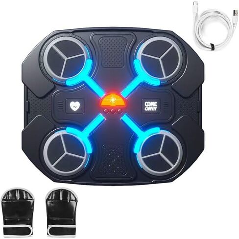 Music Boxing Machine with Smart Scoring, Wall-Mounted Target, Rhythm Lights, 3-Speed Adjustment, and Boxing Gloves – Fitness and Fun Toy for Adults, Boys, and Girls（Black） in Kuwait