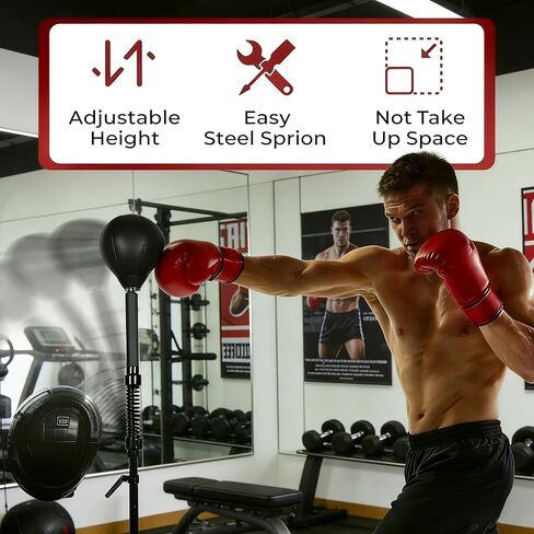 قضيب ملاكمة منعكس للغزل مع كيس ملاكمة، قضيب دوار قابل للتعديل بارتفاع، معدات ملاكمة لتدريب سرعة الملاكمة قائمة بذاتها لصالة الألعاب الرياضية المنزلية (كرتان) in Kuwait