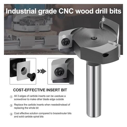 Milling Cutter for Wood 1/2 Shank Insert Carbide Slab Surfacing Bit 3 Flute Planer in Saudi Arabia